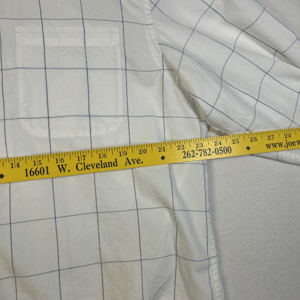 Tommy Bahama Mens XL Button Down Shirt White Blue Windowpane Fern Long Sleeve - Picture 4 of 11